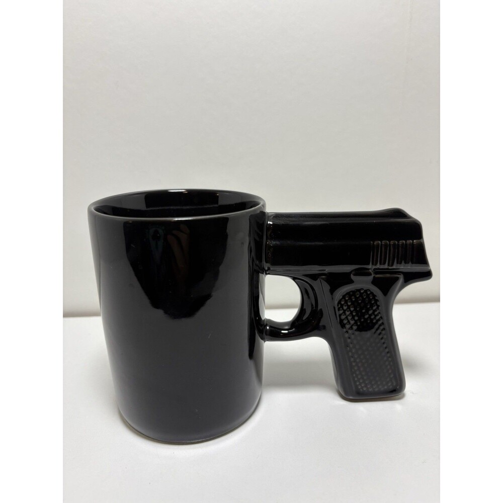 Black Ceramic Pistol Grip/Handle 16oz Coffee Cup Mug